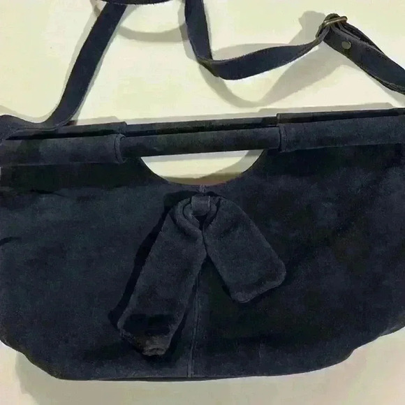 Anthropologie Lana Suede Blue/ Grey Crossbody Bag - Picture 6 of 6